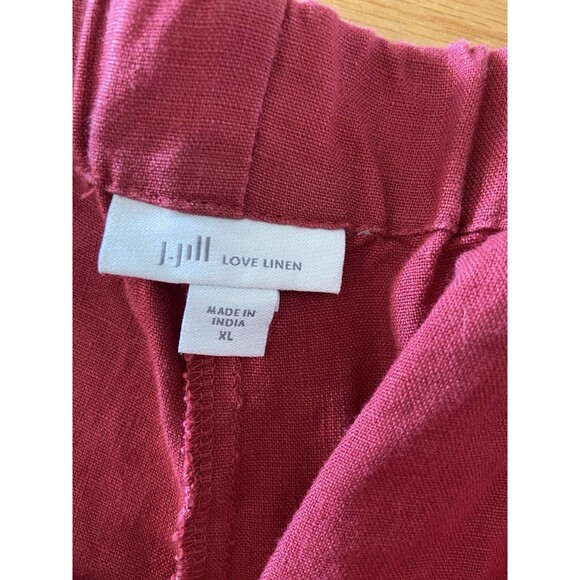 J Jill 100% Linen Wide Leg Pull On Crop Pants Size XL Nantucket Red Lagonlook - Picture 5 of 9